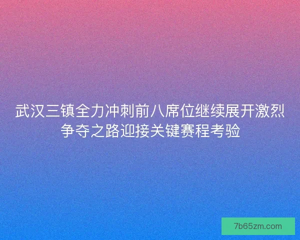 武汉三镇全力冲刺前八席位继续展开激烈争夺之路迎接关键赛程考验 武汉三镇全力冲刺前八席位继续展开激烈争夺之路迎接关键赛程考验